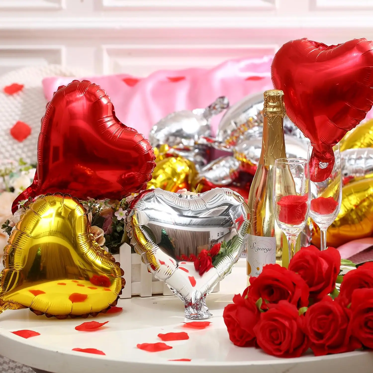 Love Handblumen-Ballon-Set, rote, rosa und gelbe Handblumen, geeignet für Atmosphären-Ballon-Dekorationsblumen – Detail 16
