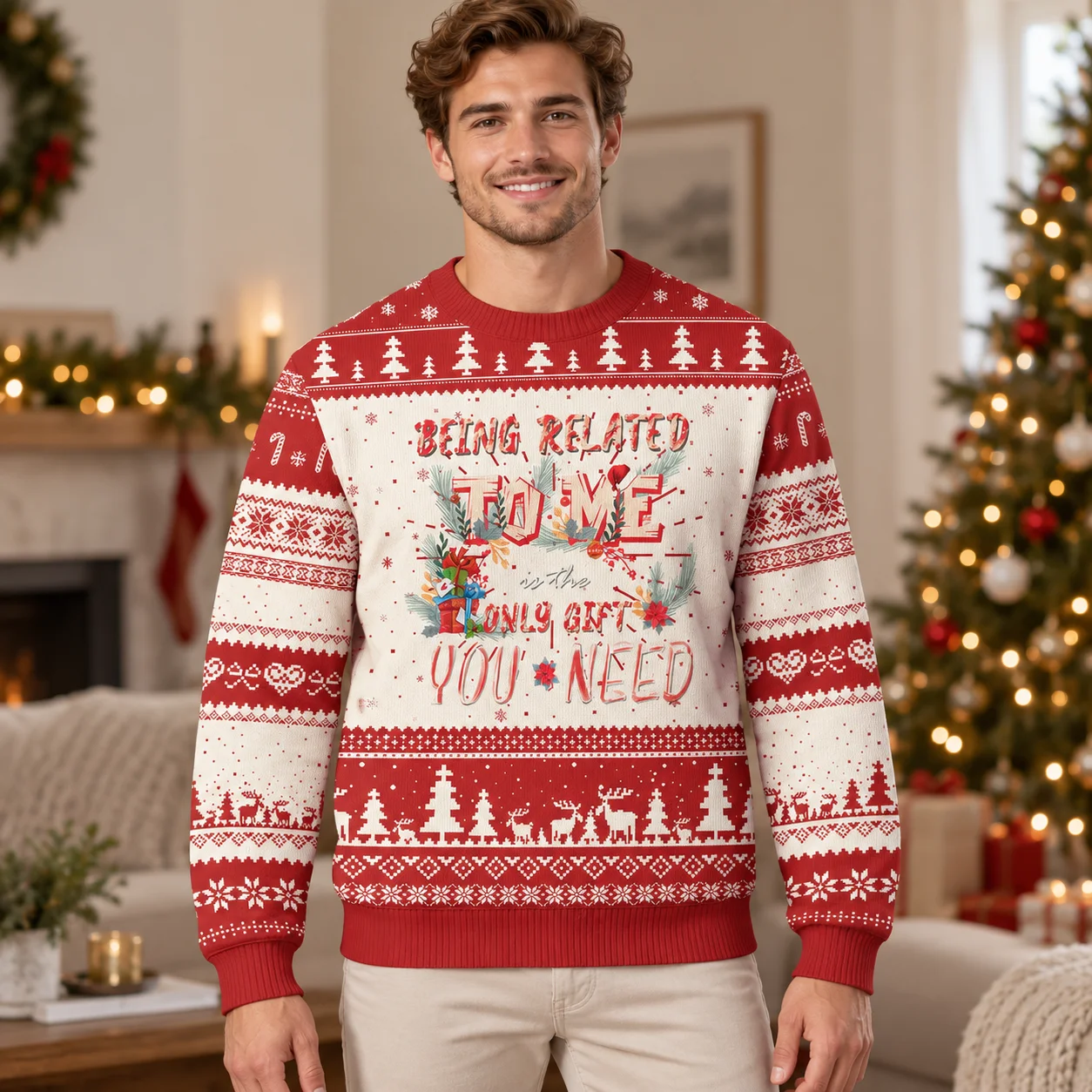 Share the Holiday Spirit in Family Print Sweaters An Ugly Christmas Sweater for Couples Celebrations and Christmas Photos