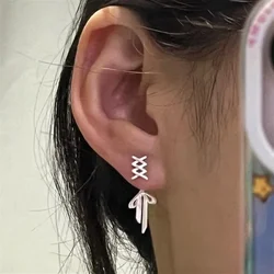 White Bow-knot Earrings for Women Girls Ribbon Ear Stud Earrings Korean  2024 New Fashion Gothic Aesthetics Jewelry Gifts