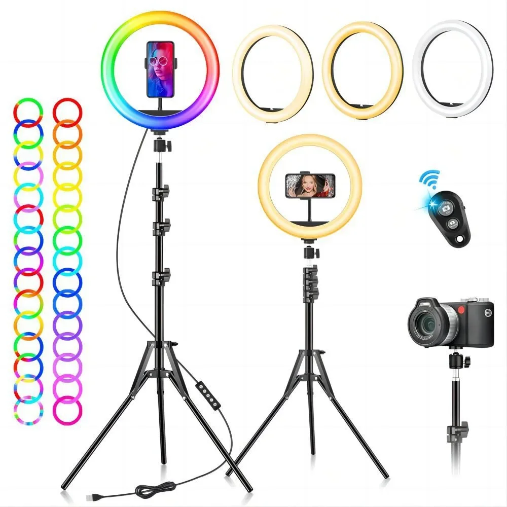 

RGB Ring Light Lamp Ring Round With Remote Control For Smartphone Mobile Led Video Light Ring Make Youtube Photographic Lighting