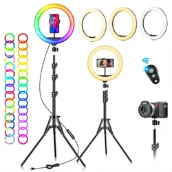 RGB Ring Light Lamp Ring Round With Remote Control For Smartphone Mobile Led Video Light Ring Make Youtube Photographic Lighting