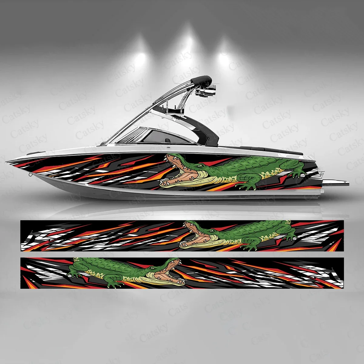 Krokodil bunte Boot Aufkleber Mode benutzerdefinierte Fisch Boot-Aufkleber Vinyl wasserdicht Boot Wrap Grafik Boot Wrap Aufkleber