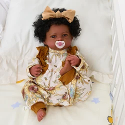 Miaio 20 Inch Baby Vinyl Body  Curls Realistic-Newborn Baby Dolls African American Real Life Baby Dolls