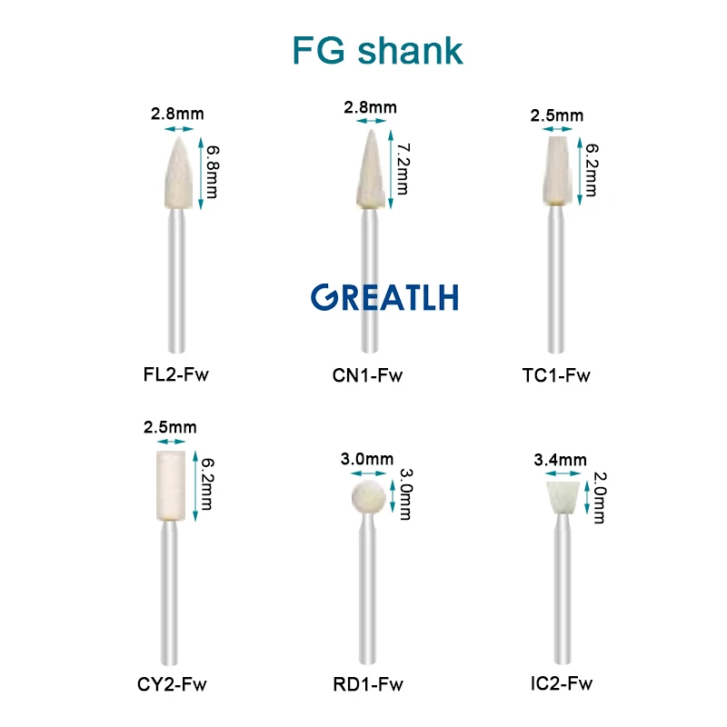 Dentystyczne polerowanie białych kamieni polerowanie zębów FG RA narzędzia do polerowania narzędzia stomatologiczne 5 sztuk/zestaw