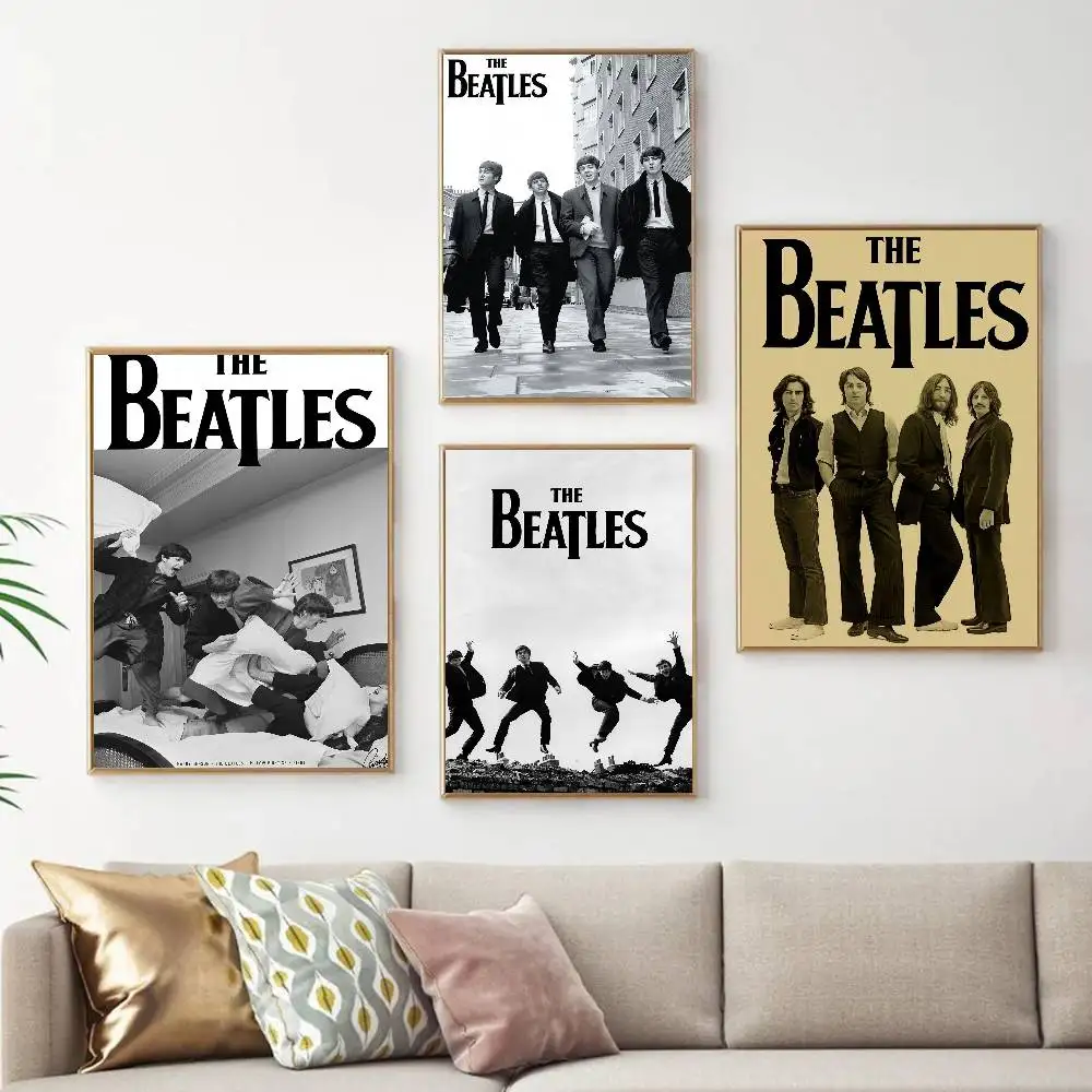 Famous Rock Band The B-B-Beatles-es Vintage Posters Sticky Vintage Room Home Bar Cafe Decor Kawaii Room Decor