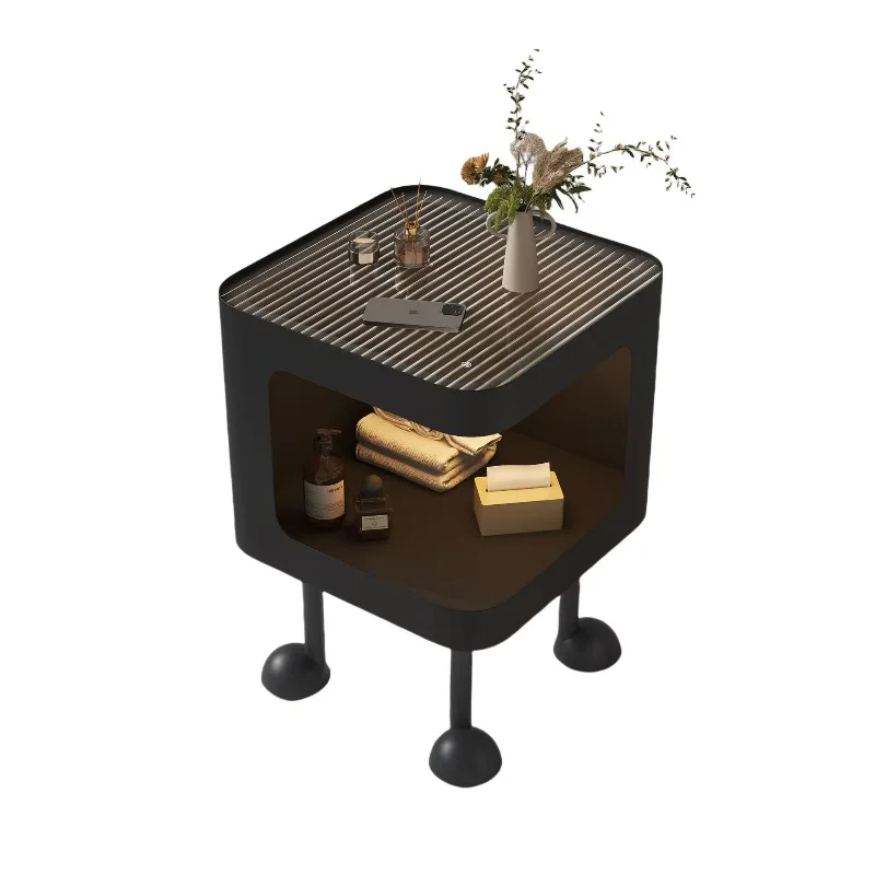 

Cute cream wind bedside table with lamp household bedroom bedside cabinet storage shelf small coffee table simple side table