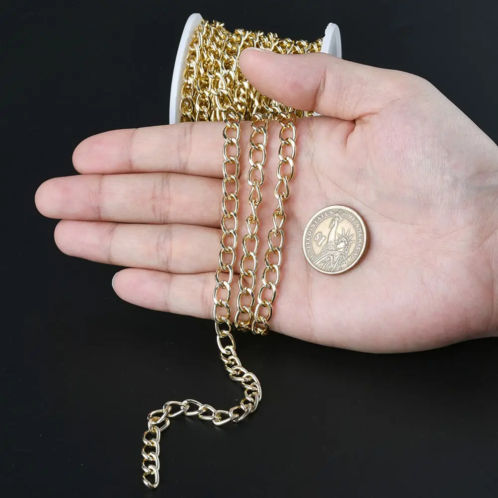 

2 рулона, металлическая звеньевая цепочка, алюминиевая бордюрная цепочка, надежное ожерелье, браслет, изготовление ювелирных изделий своими руками, ювелирные аксессуары