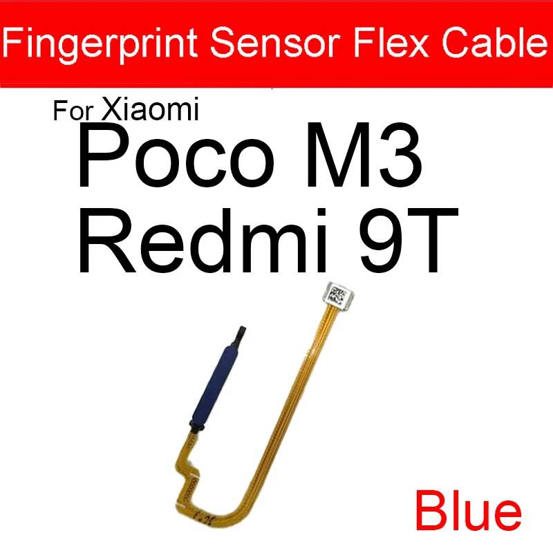 Fingerprint Home Sensor Flex Cable For Xiaomi Poco M3 M2010J19CG M2010J19CI For Redmi 9T Touch Connect Fingerprint Power Button