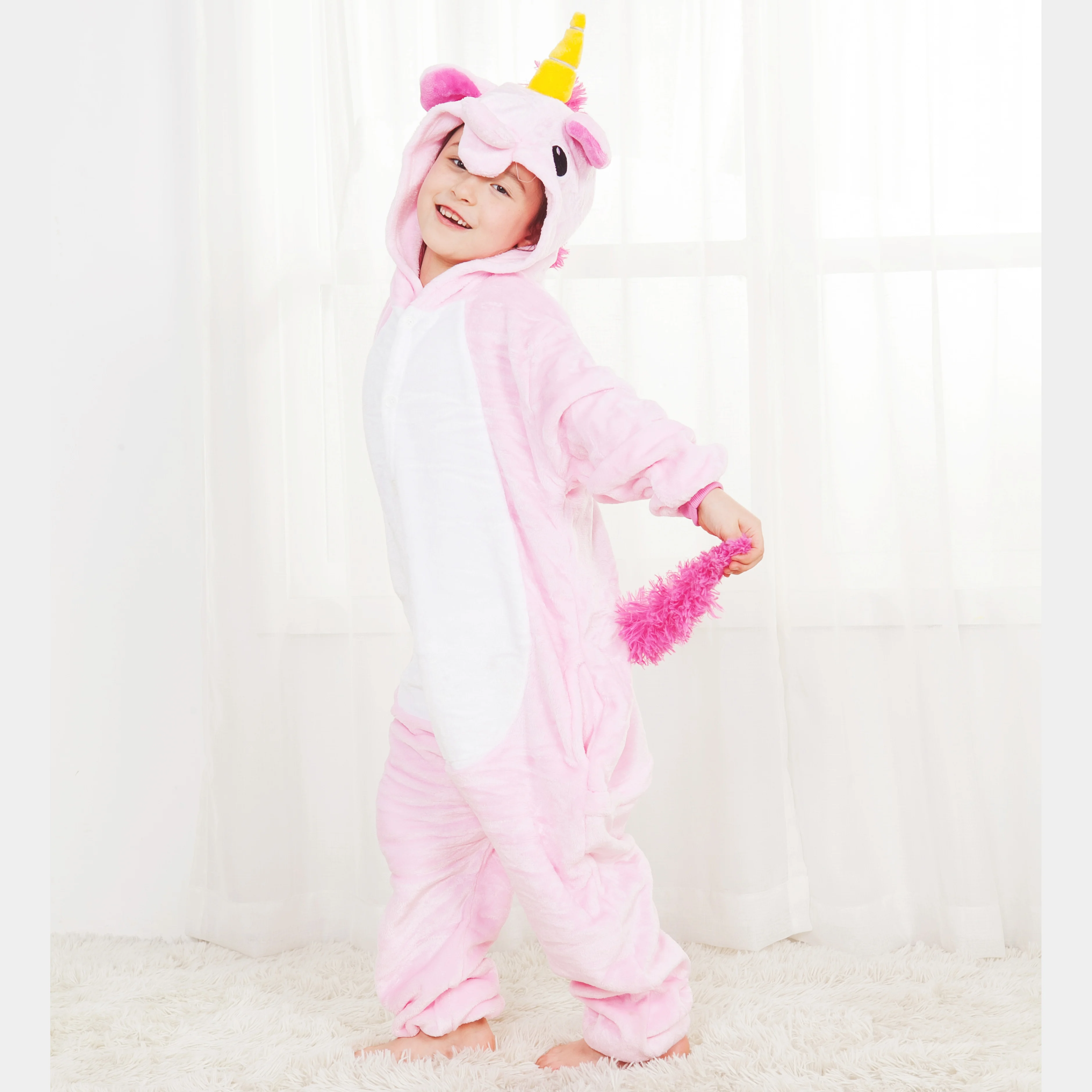 Kids Autumn Winter Unicorn Flannel Pajamas Children Sleepwear Kigurumi Onesies Boys Girls Blanket Sleepers Halloween Costumes