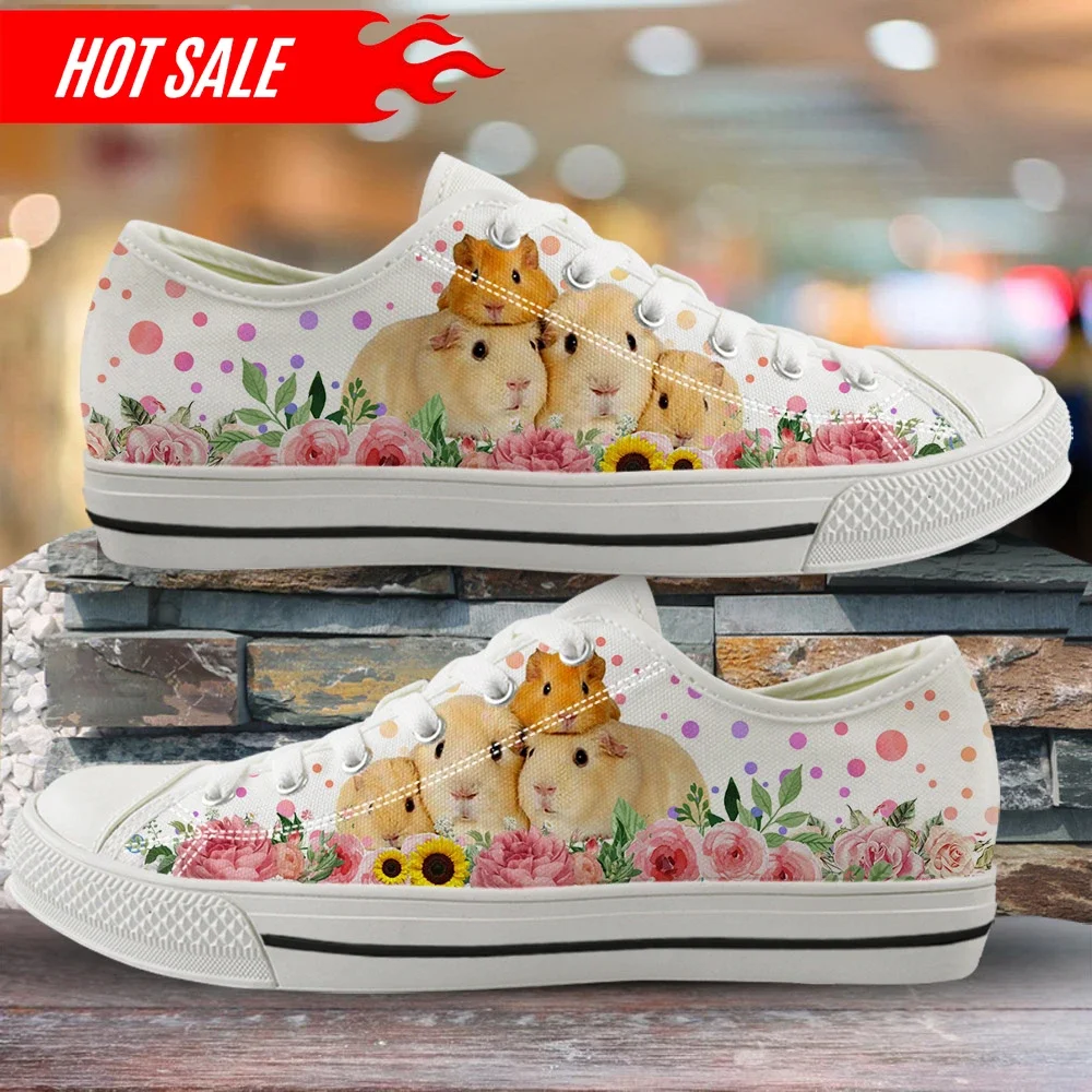 

3D Animal Guinea Pig Pattern Shoes Woman Sneakers Casual Ladies Shoes Low Top Lace Up Footwear Autumn Canvas Shoes