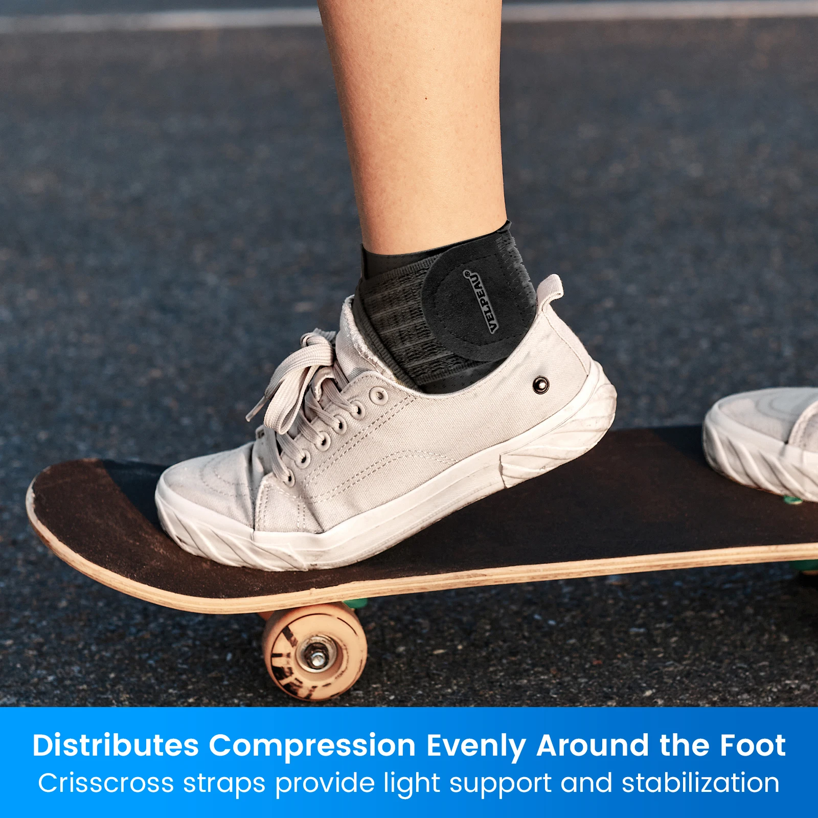 Ankle Compression Sleeve with Adjustable Strap