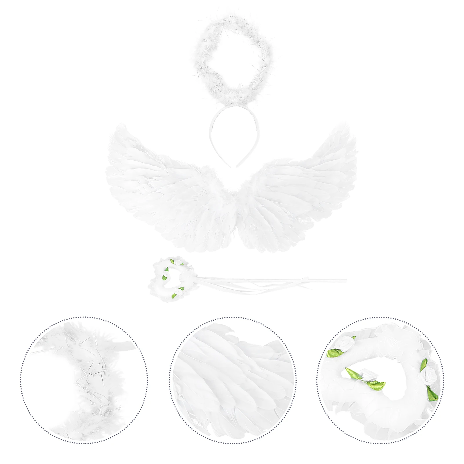 Ali d'angelo 17 7 pollici Span 14 2 pollici di altezza Accessori per costumi fatti a mano bianchi per ragazze 0 5 anni con bacchetta magica Puntelli angelo