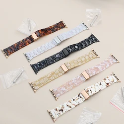 Resin Strap for Apple Watch Band 44mm 40mm 45mm 49mm 46 42mm 41mm Fashion Wrist Band for IWatch Series 10 9 8 7 6 5 4 se 3 Ultra