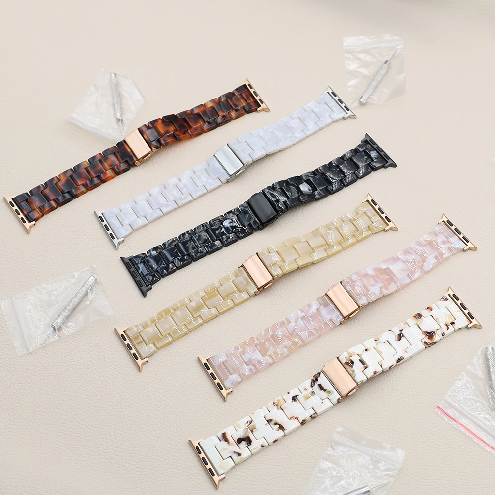 Pasek z żywicy do Apple Watch Band 44mm 40mm 45mm 49mm 46 42mm 41mm Modny pasek na nadgarstek do IWatch Series 10 9 8 7 6 5 4 se 3 Ultra