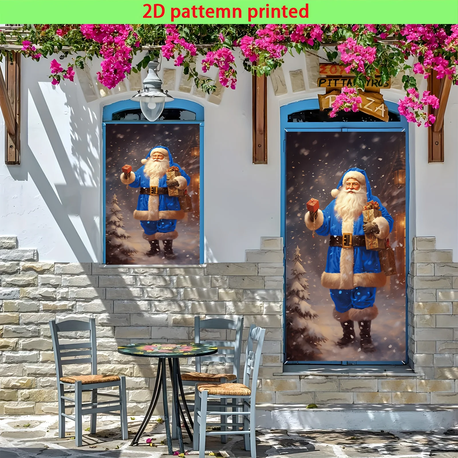 لافتة ثنائية الأبعاد قطعة واحدة، غطاء باب ونافذة لحفلة عيد الميلاد، نمط سانتا كلوز هدية الثلج، دعائم هدايا الحفلات والزينة #5