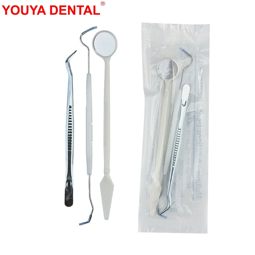 5 Bag Dental Tool Kit Stainless Steel Dentistry Instrument Set Mouth Mirror Probe Hook Pick Tweezer Dentist Clinic Oral Care Kit