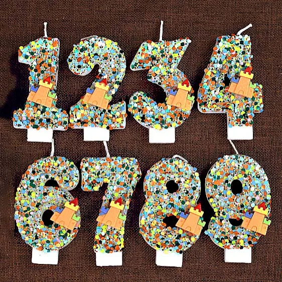 Velas para pastel de cumpleaños, bloques de construcción, vela con número de cumpleaños para niño, suministros para decoración de tarta de cumpleaños