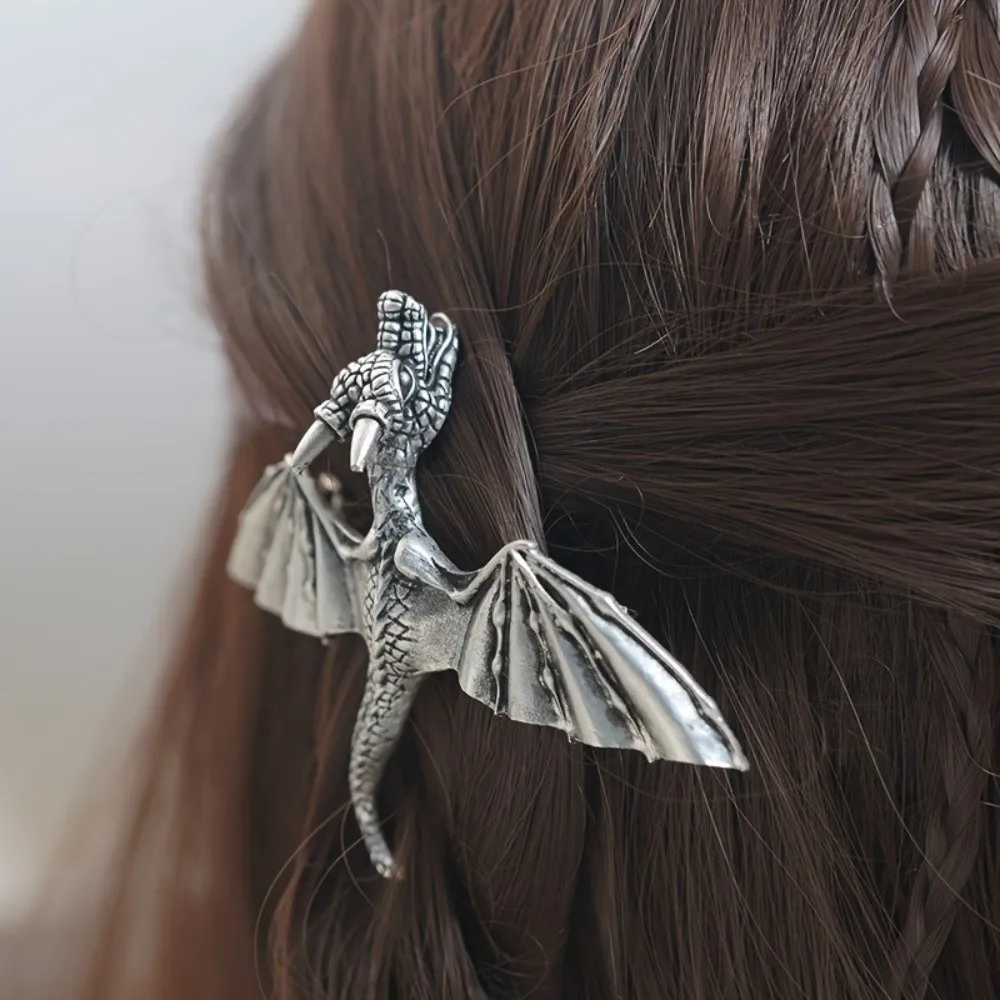 Vintage Viking Dragon Hairpin Elegant Unique Flying Dragon Hair Clip Personalized Hair Accessory Retro Spring Clip Mother's Day view 4
