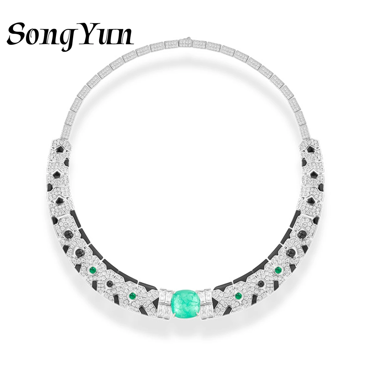 

SY Luxury Jewelry Choker 925 Sterling Silver Short Necklace Pendant For Women Red Green Gemstones Leopard Necklaces s925 Jewelry