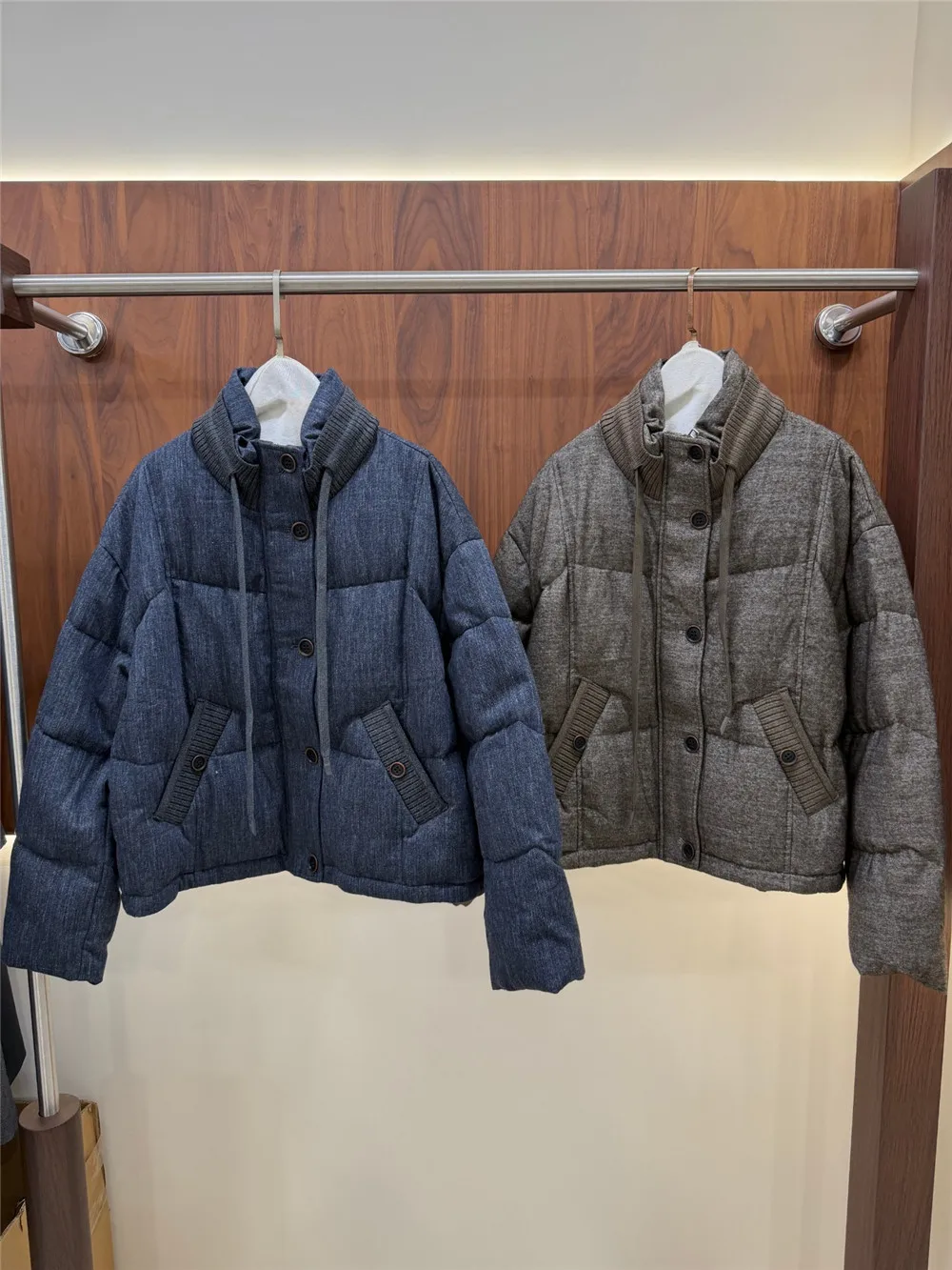 Women's Winter Warm Denim Stand-up Collar down Jacket Long-Sleeved Coat for Cold Weather