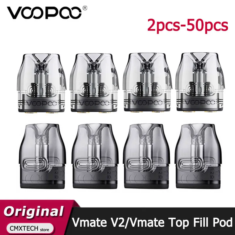 2pcs-50pcs Voopoo Vmate V2 Cartridge 3ml 0.7/1.2ohm & Vmate Pod Top Fill 0.4/0.7ohm for V.THRU Pro/Vmate Pro/Vmate Max/Vmate i2