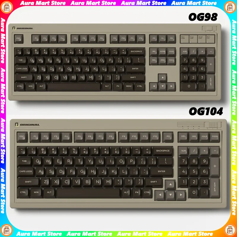 

FL·ESPORTS OG104/OG98 Wireless Tri-mode Retro Mechanical Keyboard 12000mAh Gasket Hot Swap PC Esports Laptop Gaming Keyboards