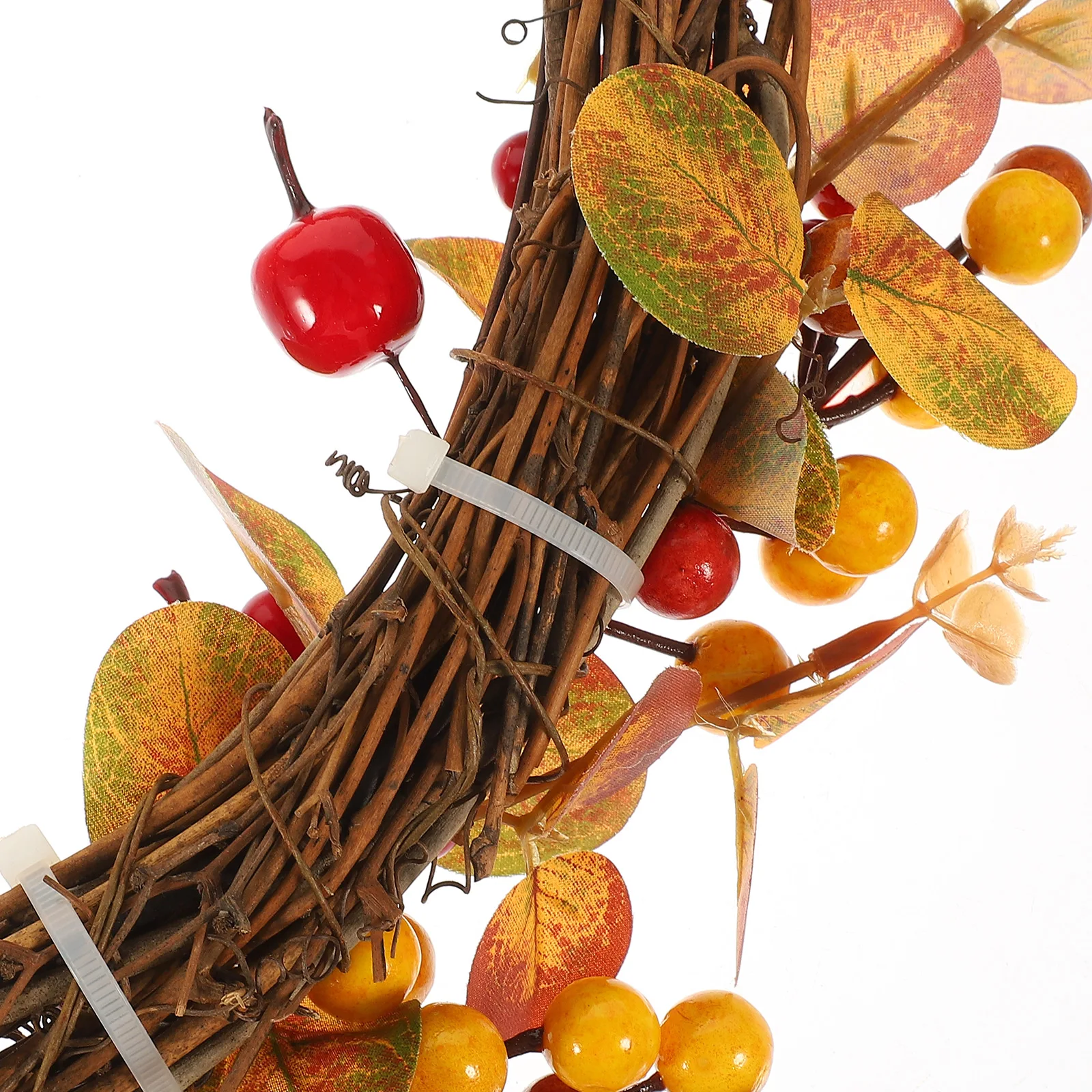 

1pc Golden Plastic Wreath Artificial Decor Garland Eucalyptus Leaf Apple Fall Door Wall Home Decor Autumn Simulated