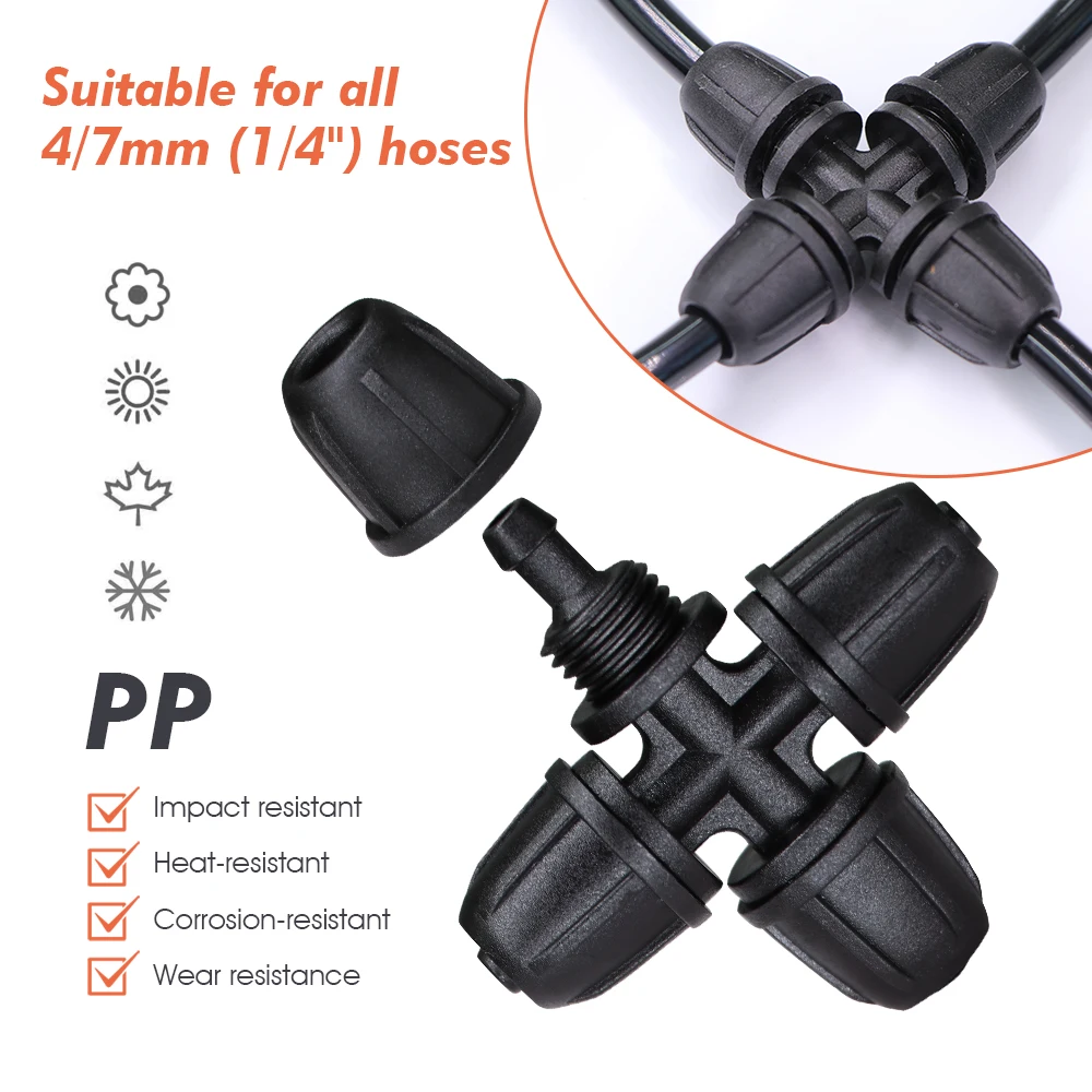 حديقة 4/7 مللي متر موصل الخرطوم مع غطاء القفل منع الانزلاق 1/4 "PVC سقي أنبوب تمديد إصلاح المناسب لنظام الري بالتنقيط