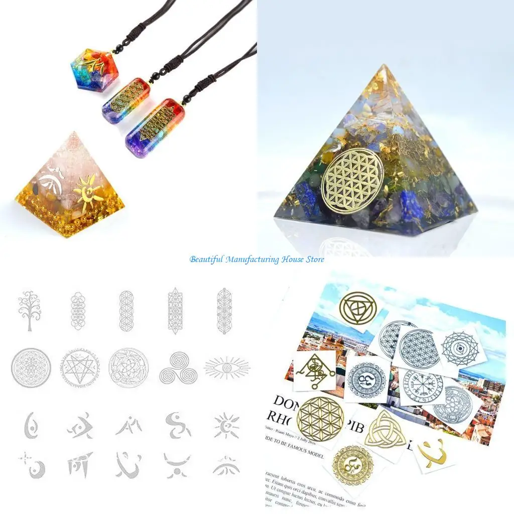 E56A Flower Invitation Orgonite Sticker Resin Copper Sticker Art Supplies DIY