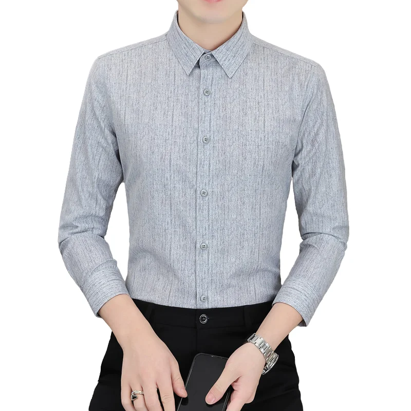 

Мужская модная рубашка с длинным рукавом, весна-лето, новинка, деловая рубашка с квадратным воротником, мягкая, дышащая, для офиса и поездок на работу