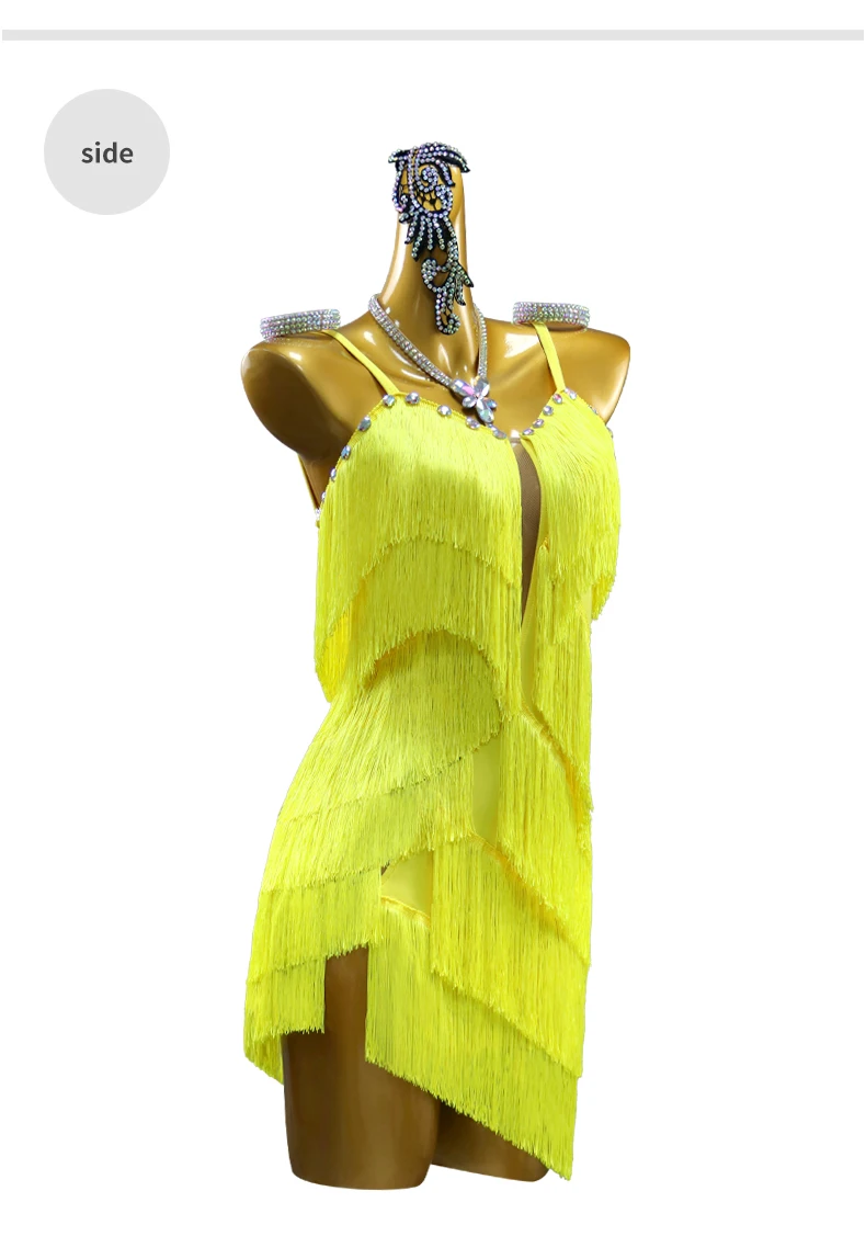 Ballsaal-Tanzkleid Party-Latin-Kostüm Sexy Wettbewerbskleidung für Damen Abendgarderobe 2026 Mädchen Fransen-Jumpsuit Samba-Tanzkleidung Rock – Detail 8