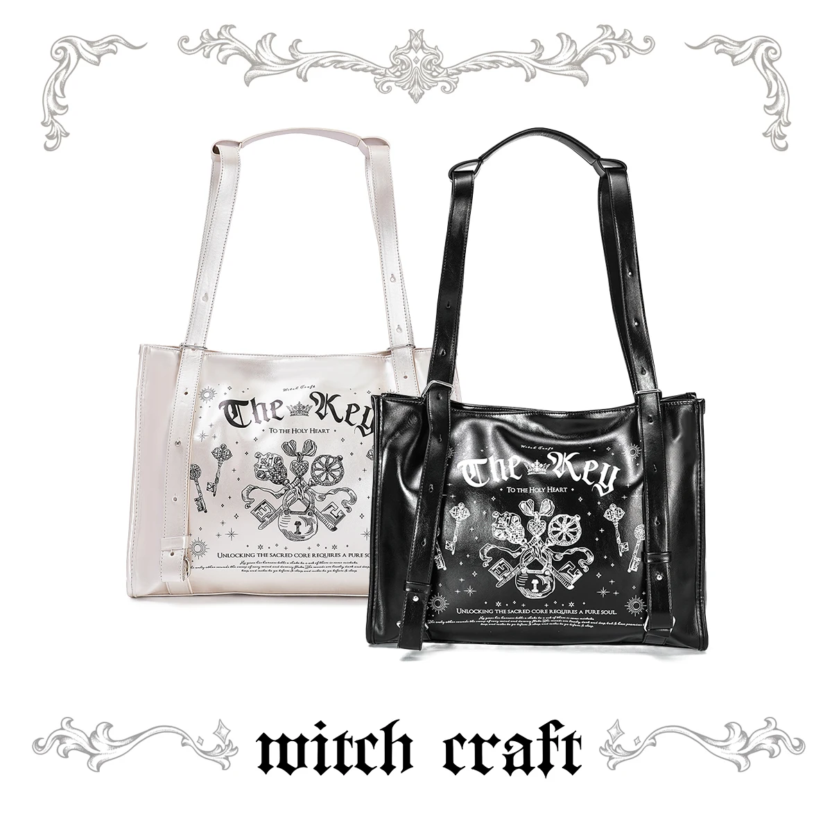 

Dark Gothic Personality Girl Original Large Capacity Large Food Ltabag Tote Bag Cartoon Witch Printed Crossbody Bag Backpack