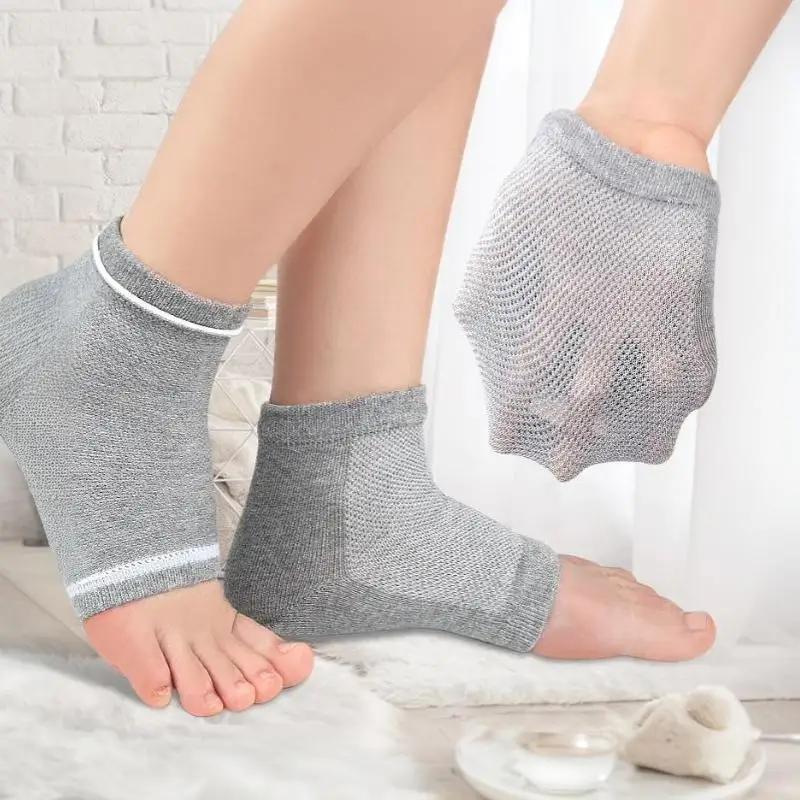 1 Paar Silikon-Feuchtigkeitsgel-Fersensocken, wiederverwendbar, gegen rissige und spröde Füße, für glatte Hautpflege, Peeling-Fußschutz-Tools – Detail 3