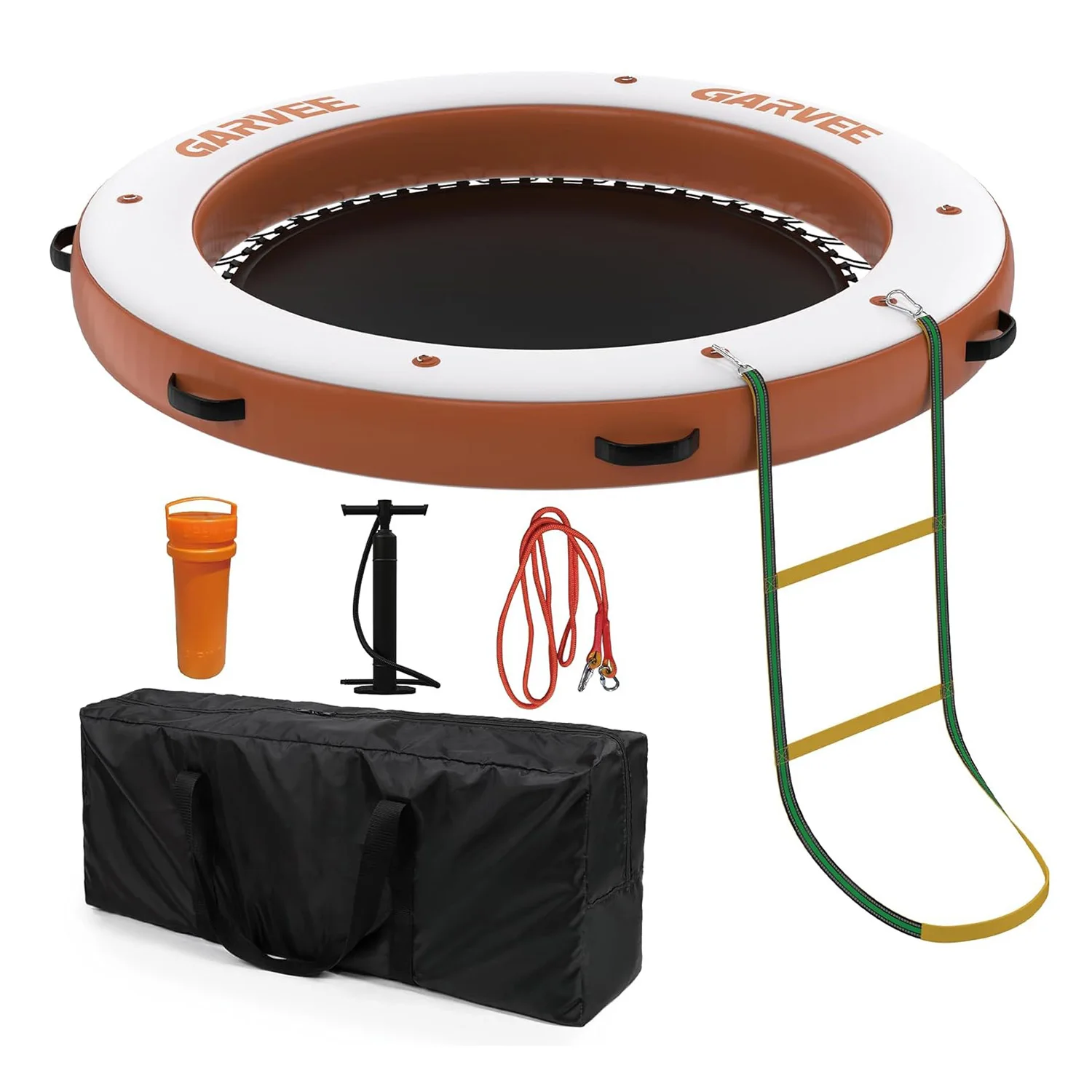 

2.4m Round Inflatable Floating Dock Platform,Heavy Duty Water Raft Island with Mesh Swim Area & Non-Slip EVA Deck,for Sea & Pool