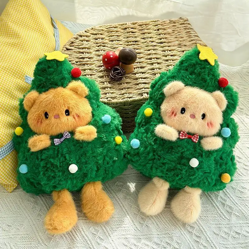 Christmas Bear Plush Cute Butter Bear Plush Toys Christmas Tree Bear Plush Dolls Holiday Bear Christmas Plushies Gifts For Kids