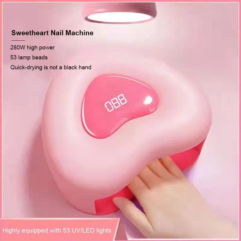 280W Love Nail Fototherapy Machine 53 Led Nagellampen Dubbele Lichtbron Automatische Inductie Nageldroger Baklampen