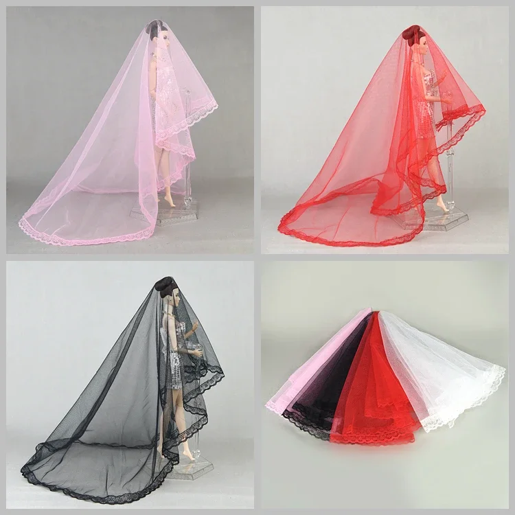 1 pc Handmade Long Veil For Barbie Doll Dress Bridal Wedding Veils For Barbie Dolls Accessories 1/6 BJD Dollhouse Toy Kids Gift