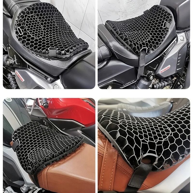 Motorcycle Seat Cushion 3D Honeycomb Mesh Motorbike Seat Pad Breathable Quick-drying Motorbike Shock Absorbing Relief Cushions - Image 5