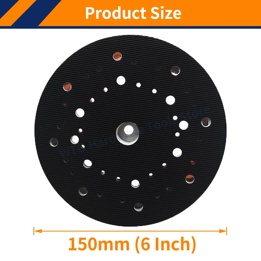 Almohadilla de lijado de 6 pulgadas y 44 agujeros, placa de lijado de gancho y bucle, rosca M8, almohadilla de respaldo sin polvo para RUPES,