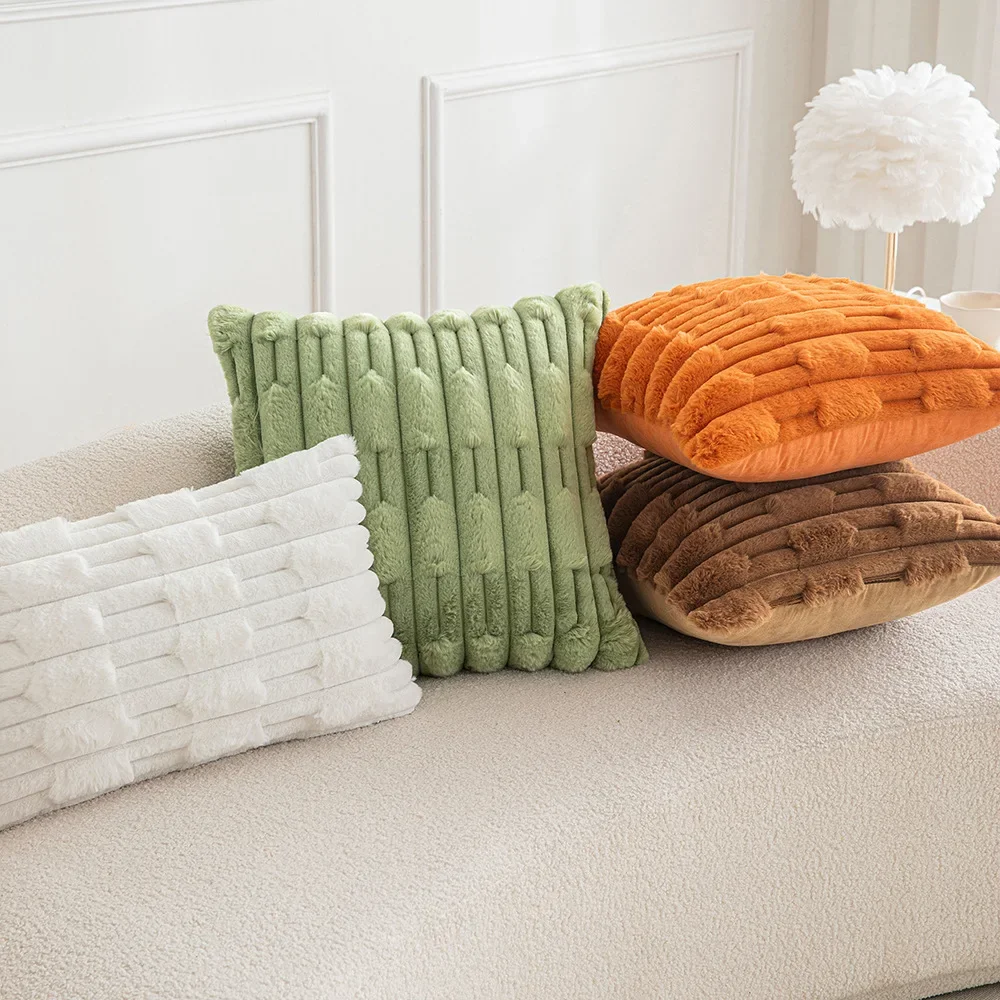 

30X50/45X45/50X50CM Plush Throw Pillow Cover Solid Color Stamping Waist Cushion Cover Decor Home Decorative Pillowcase
