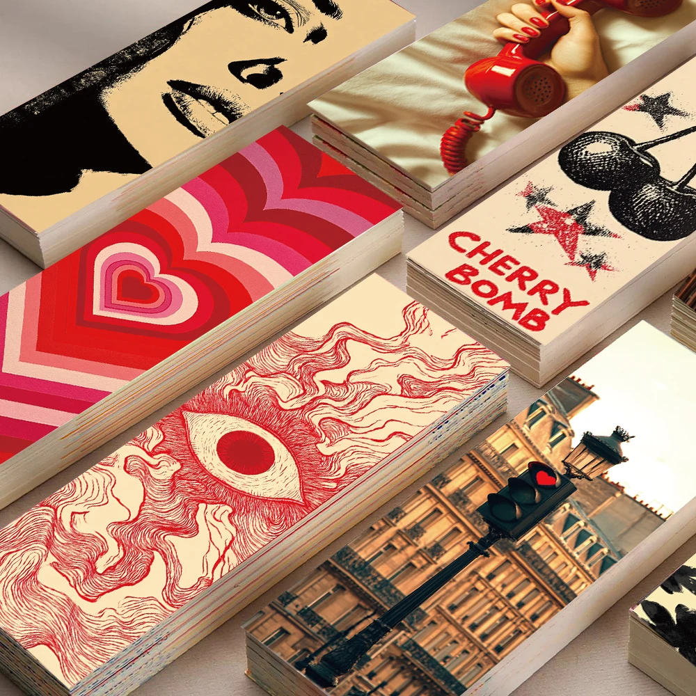30PCS Vintage Y2K Girls Bookmark Readers and Office Supplies Reading Book Cafe Motorcycle Landscape Gift Creative Cards Bookmark