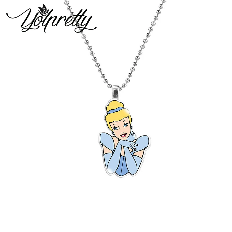 2025 princesa de Disney Cenicienta ratón zapatos de cristal collar acrílico colgantes dijes resina epoxi Artesanías hechas a mano regalos de joyería