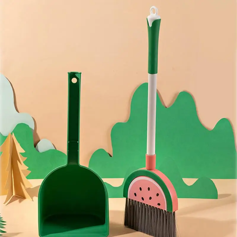 Kids Broom And Dustpan Set Fruit Design Kitchen Tool Little Housekeeping Helper Set House Cleaning Tools For Boys And Girls