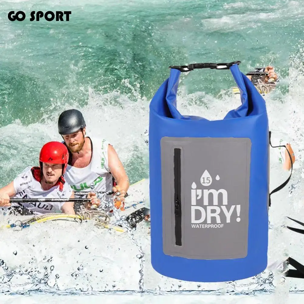

10/15L Waterproof Dry Bag Large-Capacity with Shoulder Straps Swimming Bucket Bag Foldable Lightweight Beach Backpack