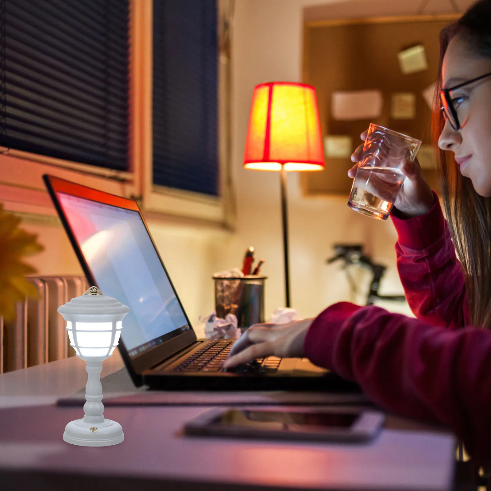 

1 set 1 Set Retro Style Lamp Mini Desktop Night Light For Bedroom Usb Rechargeable Decorative Tabletop Vintage Lamp Home Decor