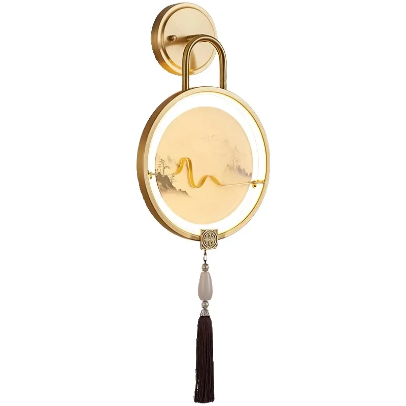 

New Chinese style, all copper, wall lamp, Chinese style, light luxury, minimalist, modern