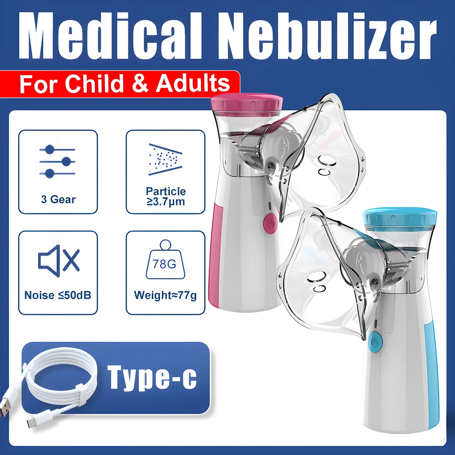 Health Care Products Fingertip Pulse Blood Oxygen Portable Nebulizer Mesh Nebulizer Handheld Medical Asthma Inhaler