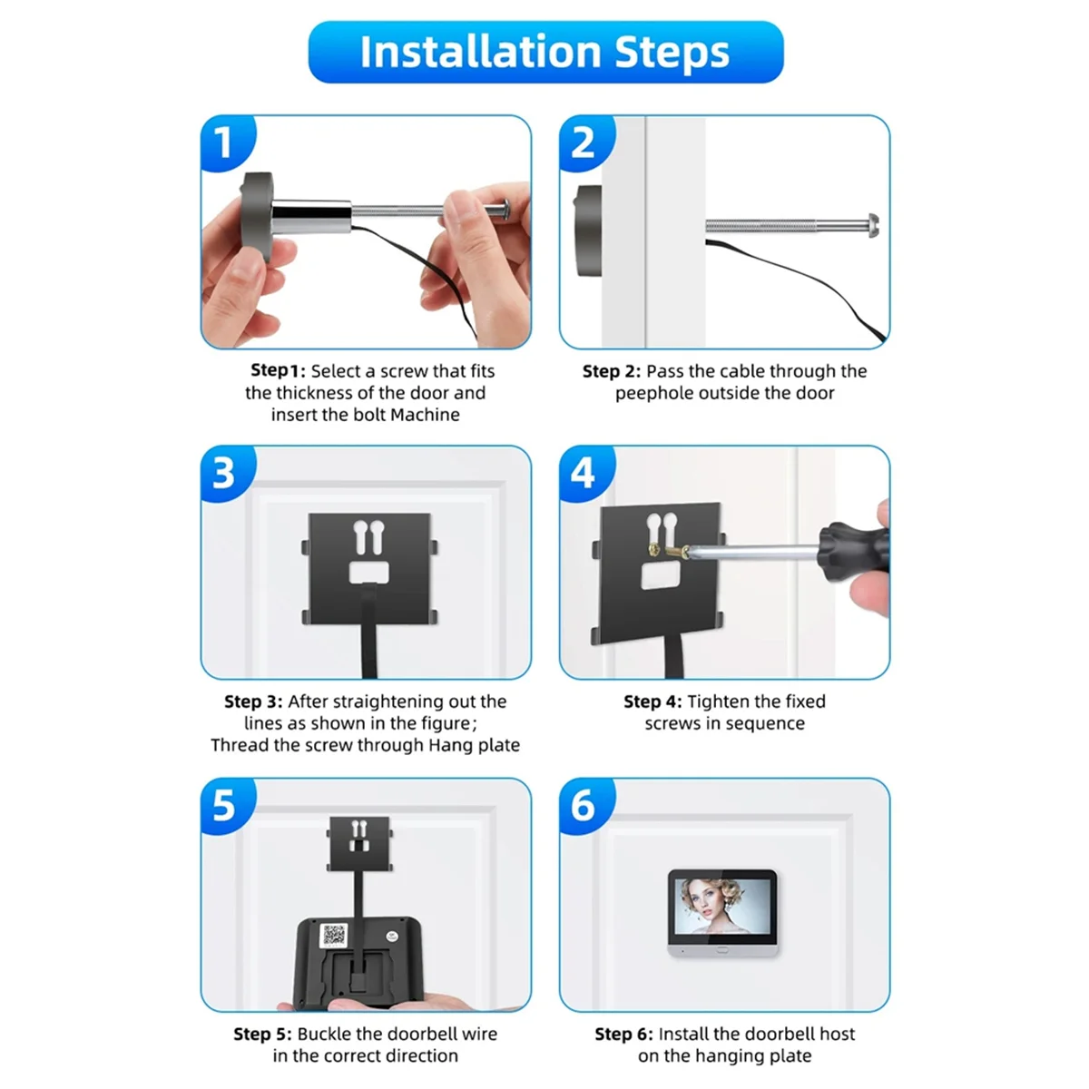 AA98 Tuya Wifi สมาร์ท Doorbell การตรวจสอบกล้องอิเล็กทรอนิกส์ Observer,Night Vision การตรวจสอบประตูดิจิตอล