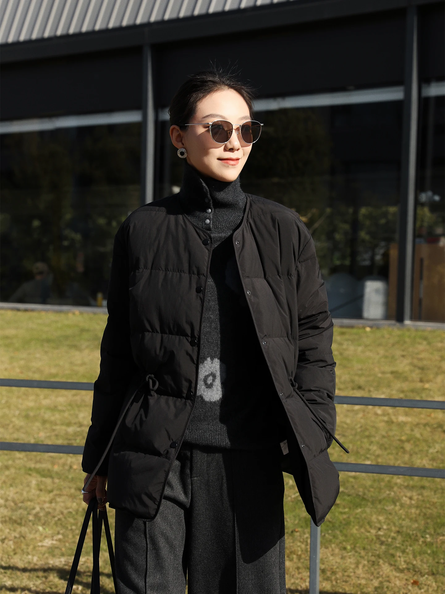 

Легкая пуховая куртка Ele Bla с завязками на талии, средней длины, для женщин, для повседневной носки, зимнее пальто