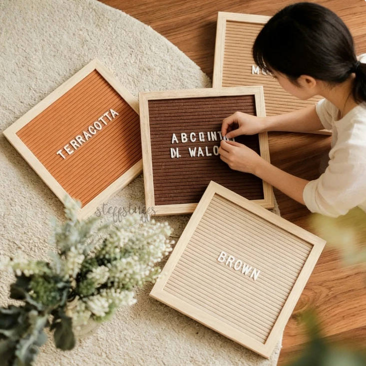 Wooden Felt Letter Board DIY Alphabet Sign for Home Wall Decor Ins Style Message Board